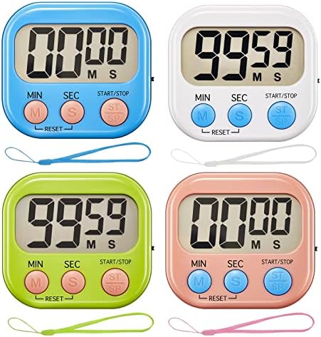 Timers,Classroom Timer for Kids,Kitchen Timer for Cooking,Egg Timer,Magnetic Digital Clock Timer for Teacher,Study,Exercise,Oven,Cook,Baking,Desk - 4 Pack