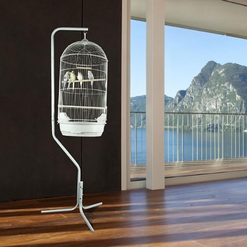 Princeville Palace Bird Cage with Stand - 21" W x 16" D x 56" H - White