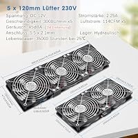GDSTIME 5x 120mm Lüfter 230V PC Ventilator 220V Gehäuselüfter 220V Regelbar – Ansicht 6