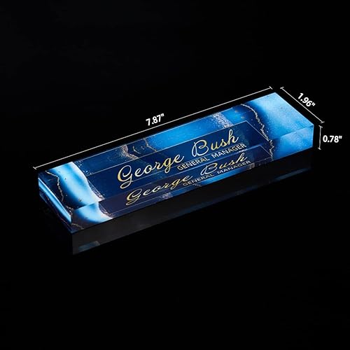 Miniatura 5 de Placa de nombre personalizada para escritorio, placa de nombre para escritorio de oficina, bloque de vidrio acrílico, placa de identificación de
