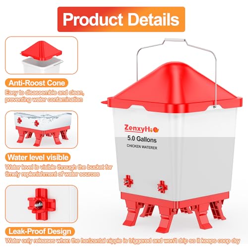 5.0 Gal Chicken Waterer Bucket with 4 Horizontal Water Nipples by ZenxyHoC - Used condition - Image 4