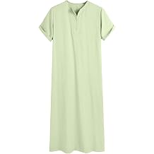 Men's Muslim Long Gown Kaftan Robe Casual Long Sleeve Zippered Robe Muslim Henley Clothing