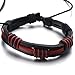 Hand-made Mens Red and Black Braided Leather Bracelet Genuine Leather Wristband Wrap Bracelet
