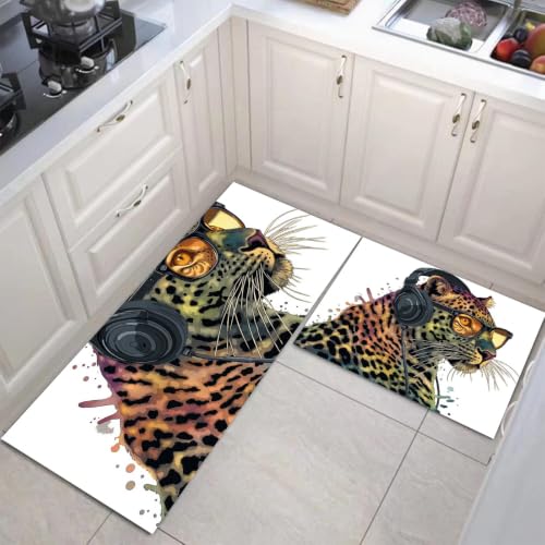 Tapis cuisine lavables imprimé léopard finitions haute densité - 5