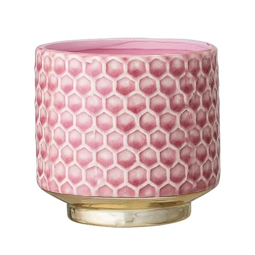 Nordring Vaso di fiori in ceramica Goldy - fioriera colorata, Vaso per piante, sukkulents Taglia S (10 cm ø) Diametro 4.125'' H 3.875'', Gres porcellanato, rosa