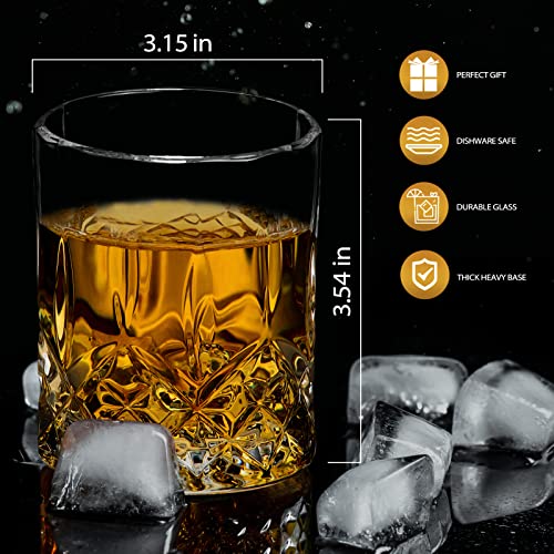 Cibeat Whiskey Glasses, Set of 4, Old Fashioned Crystal Rocks Glasses, 10 Oz Barware For Cocktails, Bourbon, Scotch Whiskey, Cognac Drinks, with Luxury Box
