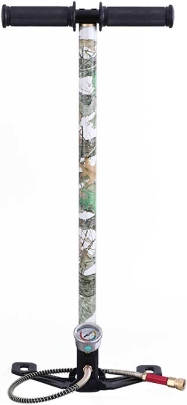 Bicycle Pump Stainless Steel High Pressure Floor Pump with Extra Large Pressure Gauge 0-40Mpa Air Pump for All Valves (Small Base Stainless Steel)