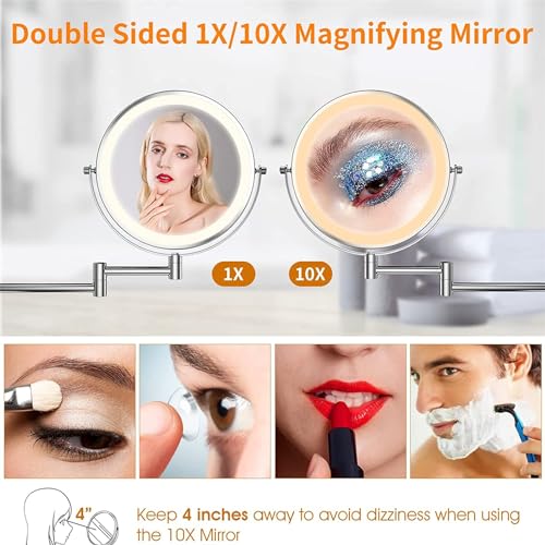 Espejo de maquillaje redondo LED 8 pulgadas de pared miniatura 2