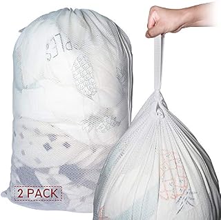 2 Pack Large Mesh Laundry Wash Bags(97x68cm), Travel White Net Laundry Bags, Machine Washable Sturdy Rip-Stop delicates Breathable Material with Handle for Kids Camp College