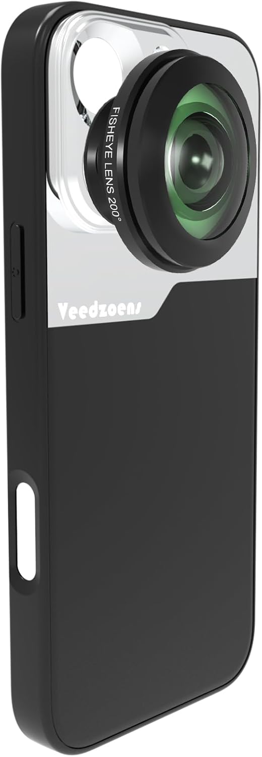 200° Fisheye Lens with 17mm Thread Lens Phone Case for iPhone 16 Pro Max