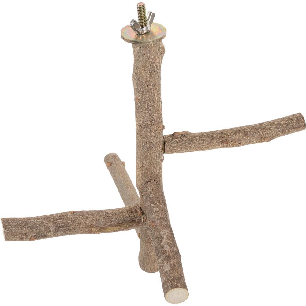 Natural Wood Bird Perch Stand, Hanging Multi Branch Perch for Cage, Parrots, Parakeets Cockatiels, Conures, Macaws, Love Birds, Finches Bird Toys