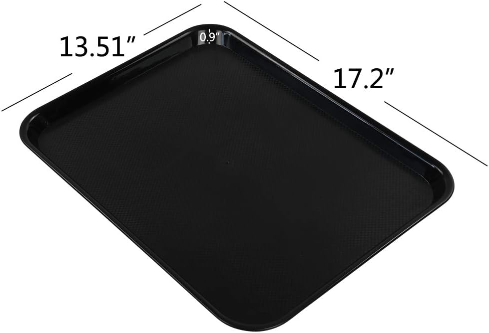6 Packs Plastic Fast Food Serving Trays, 17.2" x 13.51" Rectangle Lunch Trays Cafeteria, Black - Image 2