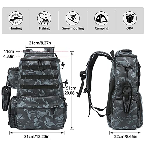 Sucipi Fishing Tackle Backpack Outdoor Large Fishing Tackle Bag Water-Resistant Fishing Backpack With Rod Holder And Fishing Pliers For Trout Fishing Camping Hiking #TOP1