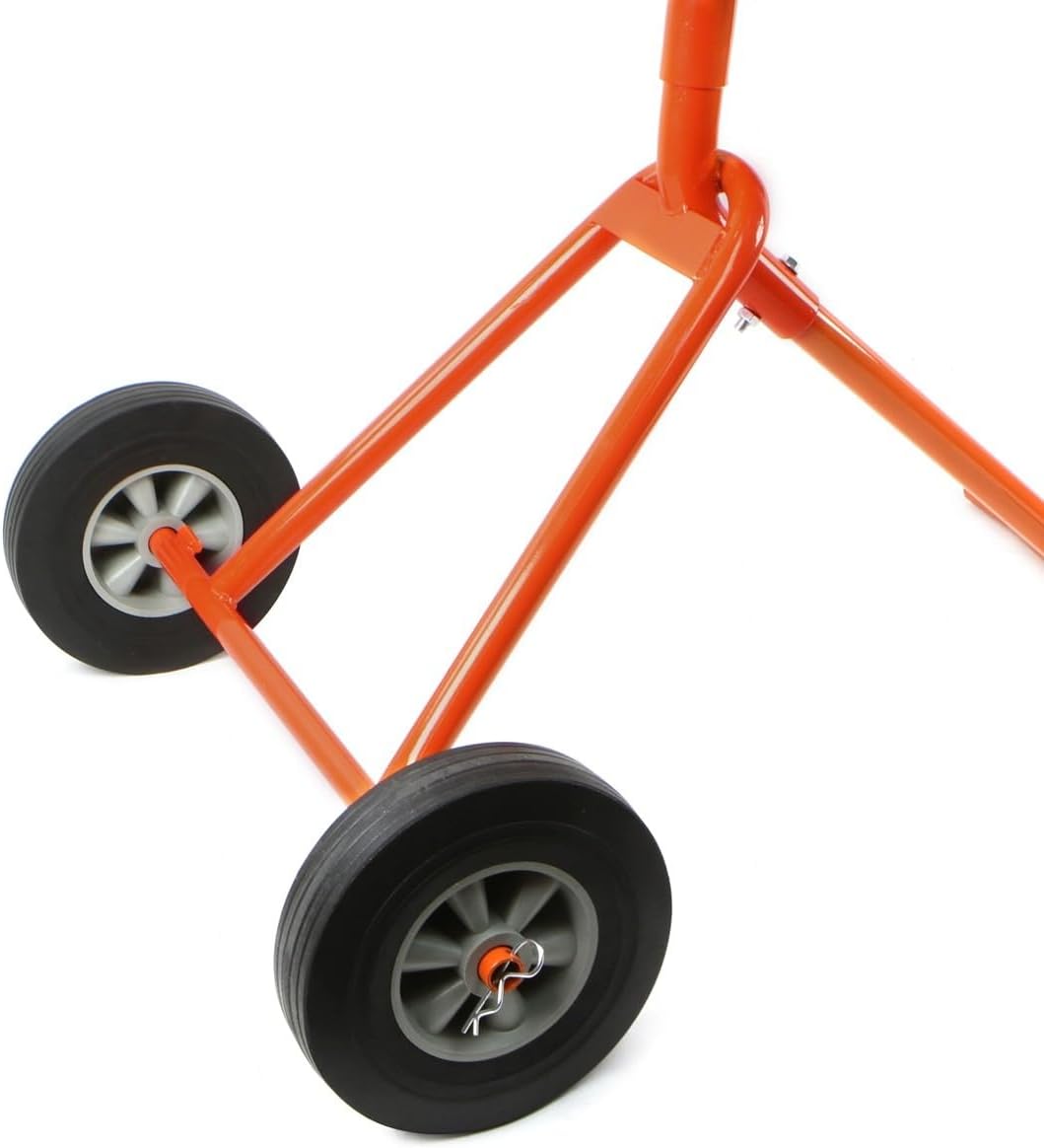 1/2 HP Portable Electric Concrete Mixer - 5.0 Cu Ft Barrow Machine for Mixing Mortar, Stucco, Seeds & Fodder - Includes Handle, Stand & Wheels - Orange