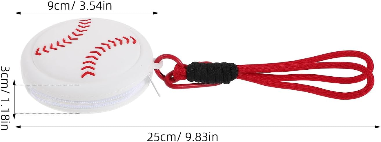 Silicone Baseball Bag with Keychain - Sports Baseball Coin Pouch Wallet - Small Headphone Earphone Organizer Purse for Athletes Sports Theme Party Favor