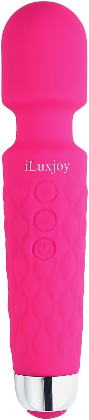 iLuxjoy FDA Approved Handheld Waterproof Rechargeable Wand Massager, Deep Tissue Massager Relieves Muscle Tension Body Aches Pains Sports Recovery 20-Speed Vibrations Durable Battery (Pink)