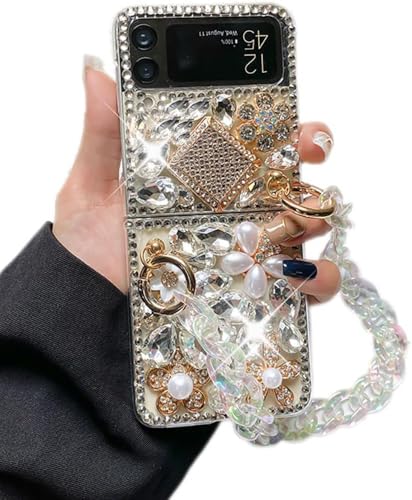 Coque Samsung Z Flip 3 5G strass bouteille parfum 3D fleur