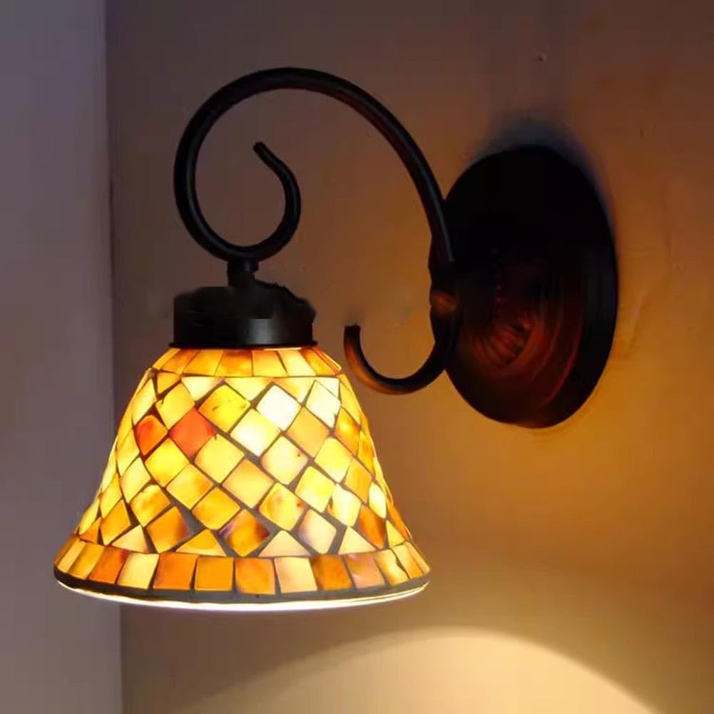 Tiffany Wandlampe mit Schalter Barocker Wandleuchte Innen Mediterraner Dekorative Wandleuchten Retro Metall Nachttischlampe Vintage Industrie für Wohnzimmer Schlafzimmer Treppenhaus