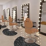 Amcomfy Przeciwzmęczeniowa półokrągła mata do salonu fryzjerskiego dla stylisty włosów antypoślizgowa seria antyk salon i fryzjer krzesło mata podłogowa (8' x 5' x 1/5 cala, marmurkowa czerń)