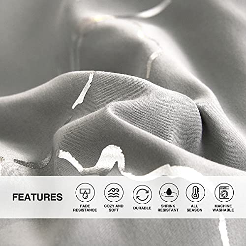 Holawakaka Silver Metallic Marble Comforter Set Queen Size Glitter Bedding Set, Grey/Silver #TOP7