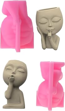 Head Face Silicone Planter Mold Concrete Flower Pot Cement Epoxy Resin Casting Vase for Home Garden Patio Decor
