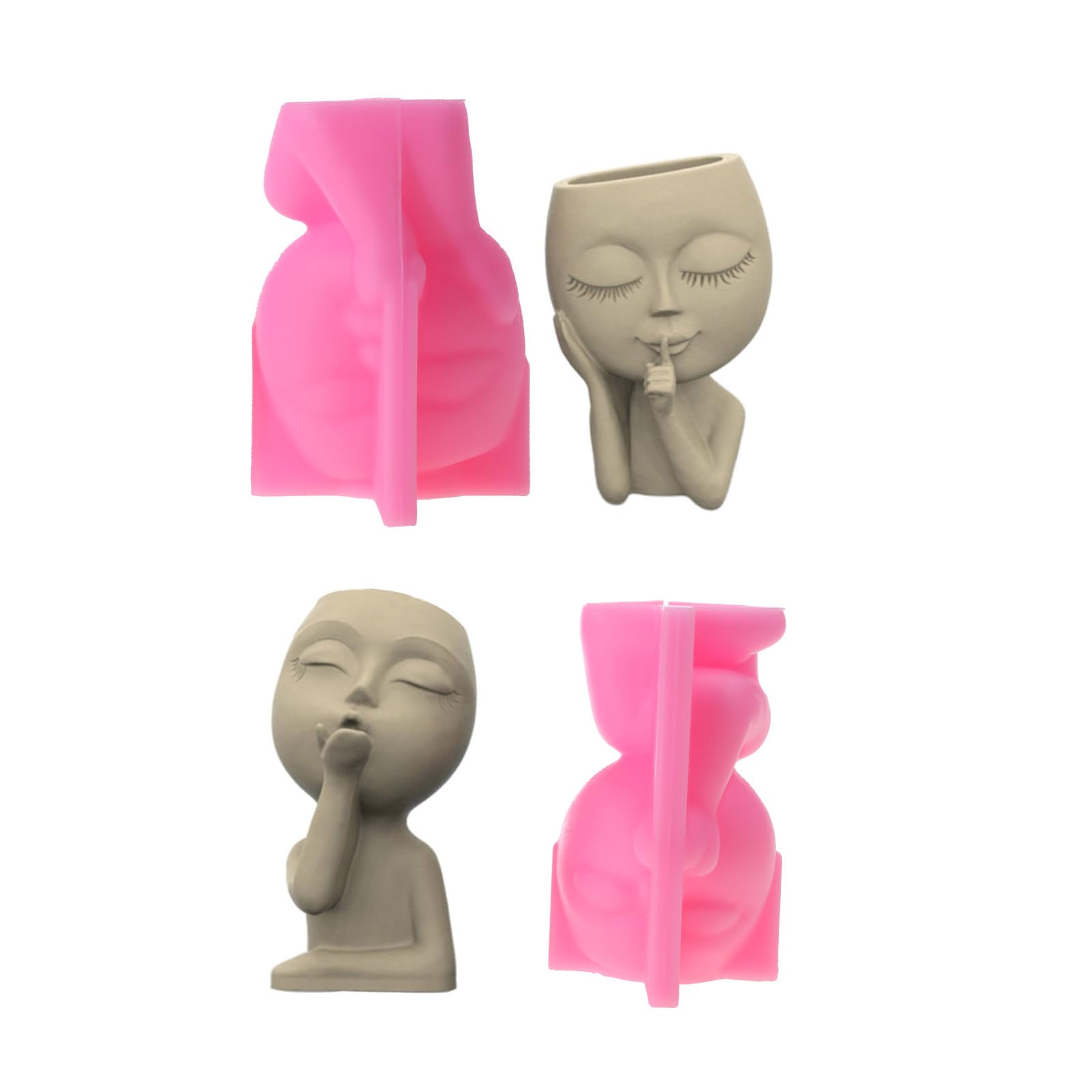 Maxtonser Girl Head-Silicone Flower pots Mold Concrete Candlestick Silicone Candle Holder Mold succulents Planter Cement Clay Mold