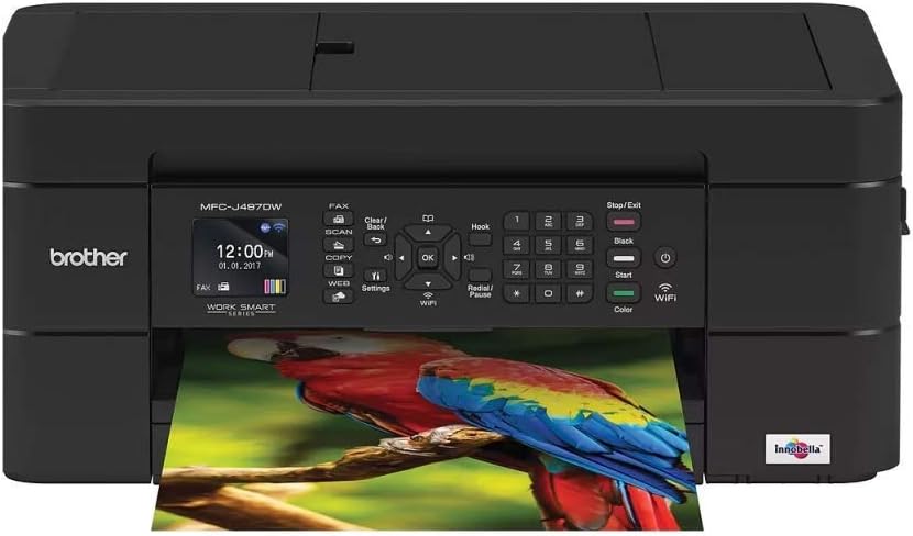 Brother MFC-J497DW Inkjet Multifunction Printer - Color - Plain Paper Print - Desktop 14 Inches, Black (Renewed)