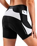 Bikewa Women's Bike Shorts 4D Gel Padded with Pockets Road Cycling Biking Bicycle Shorts for Women(Black/White,M)