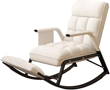 Recliner Chair Lazy Sofa Armchair Lounge Rocking Chairs With Footrest, Lawn Chairs Reclining Elderly Accent Chair Leisure Single Rocking Chair Sofa for Living Room, Balcony  Color Upgrade beige