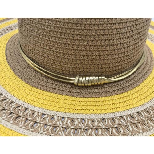 Chapeau de soleil rayé et chapeau de paille bicolore pince de plage
