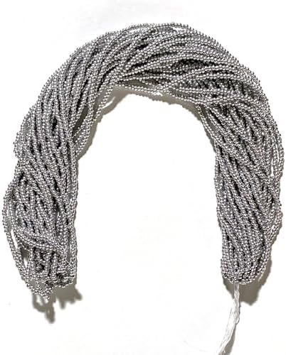 Czech 11/0 Glass Seed Beads - 12 String Hanks, Aluminium Silver Color (Aluminium Silver)