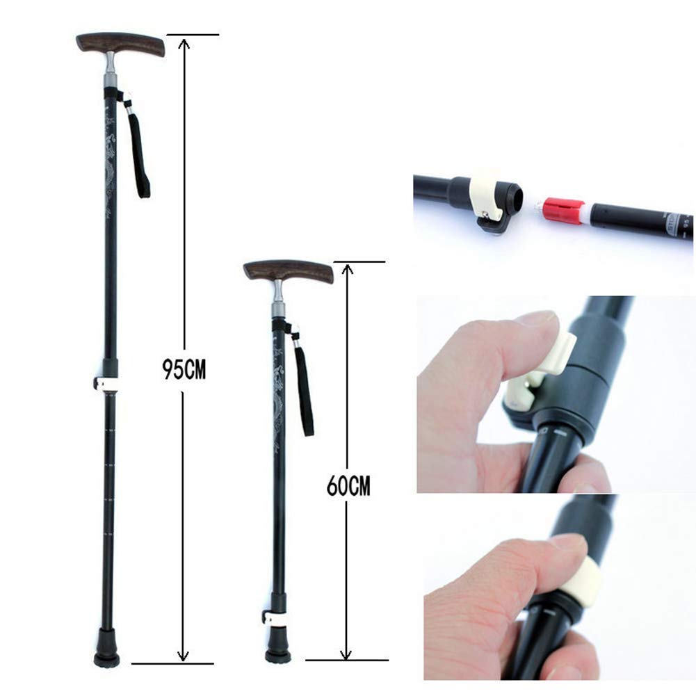 Bastone da passeggio regolabile, stampelle, in alluminio leggero, con manico ergonomico e cinturino da polso, ideale per la vita quotidiana per una mobilità limitata