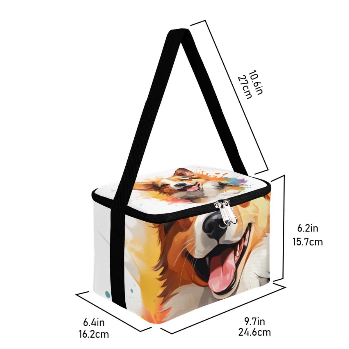 GzLeyigou Lunch Bags for Women Men 9 Cans,Cute Cartoon Corgi Hot & Cold Food Delivery Bag Insulated Grocery Bag Insulated Lunch Box Corgi Cooler Bag for Office Work Picnic Beach