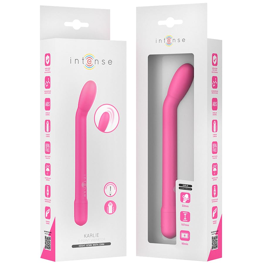 Masajeador de Suelo Pélvico y Estimulador Punto G Recargable USB Intense Karlie, 10 funciones de vibración, 187mm (Rosa)