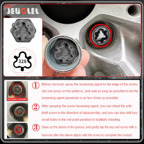 Image of 328 Wheel Locking Nut Key for Mercedes Benz, Lug Nut Removal Tool
