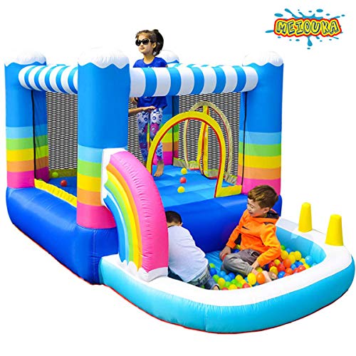MEIOUKA Kids Inflatable Bounce Houses Jumper with 350W Blower Small Ball Pit Water