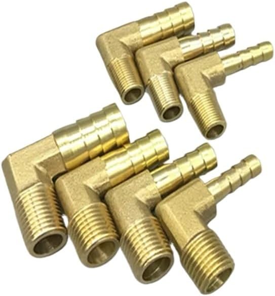 Brass Elbow 8pcs Brass Hose Barb Fitting Elbow Male Thread Connector Joint Adapter For RV Water Hoses(10mm Barb,3/8")