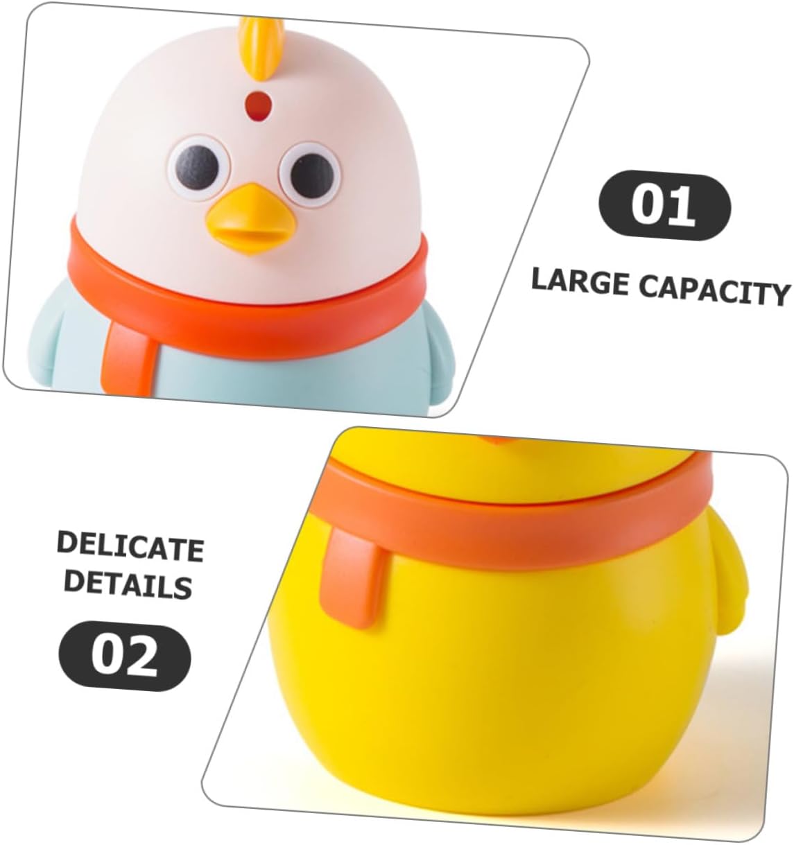 3pcs Cartoon Press-type Toothpick Holders Desktop Toothpick Storage Case Cute Chicken Design in Blue, Orange, and Yellow for Home Kitchen Table Accessories