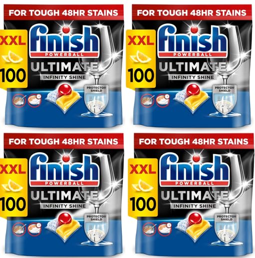 FinishUltimate Infinity Shine Dishwasher Tablets bulk | Scent : Lemon | Size: 400 Dishwasher Tabs (100 tabs x 4) |Ultimate Clean and ShineCradle to Cradle CertifiedCradle to Cradle CertifiedCradle to Cradle Certified