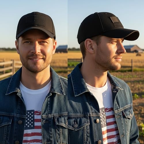Image of USA Flag Hat American Flag Embroidered Patriotism On Display Comfortable Adjustable One Size Fits Most