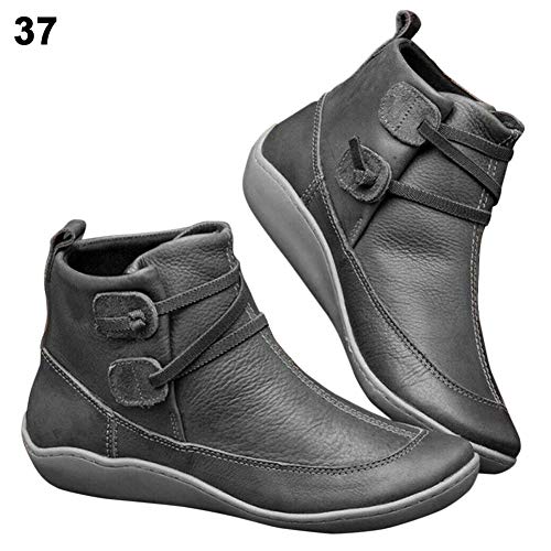 Ridecle Bottes pour Femmes, 2019 Bottes Plates en Cuir Neuves et Confortables Vintage lacées Bottes Dames Chaussures de Soutien Arch Bottes imperméables Bottes Courtes pour l'automne Hiver