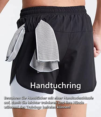 Foto von Herren Laufshorts 2 in 1 Shorts Gym Athletic Shorts Outdoor Marathon Workout Trainingsshorts Grau XL