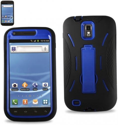 Reiko HYBSAMT989BKBL Hybrid Case with KickStand for Samsung Hercules T989 Phone - Retail Packaging - Black/Blue