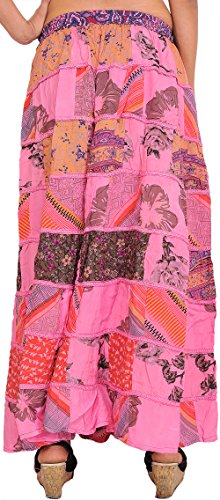 Long Printed Boho Skirt from Gujarat with Patch Work and Lace2