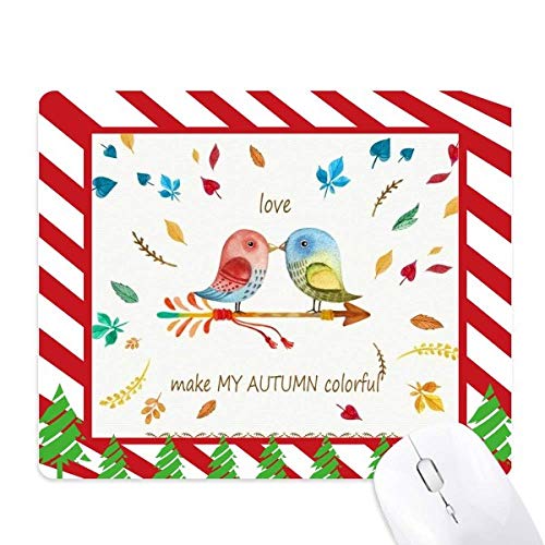 Tapis de souris Les Oiseaux de l'automne coloré motif canne de Noël