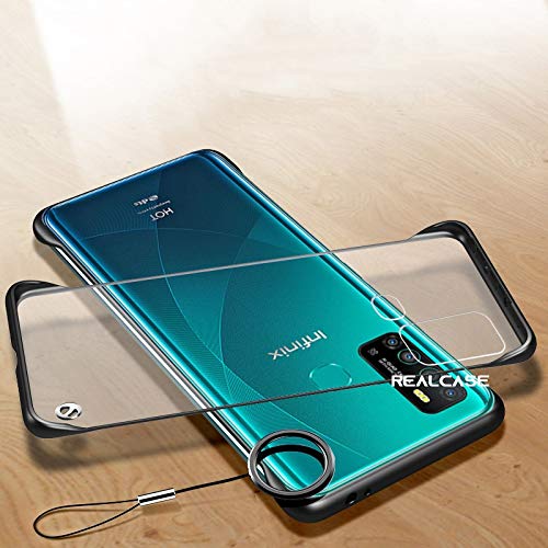 Image of REALCASE Infinix Hot 9 / Hot 9 Pro Back Cover Case | Slim Translucent Frameless Matte Hard Back Skin | Soft TPU Shock Proof Bumper Back Cover Case for Infinix Hot 9 / Hot 9 Pro (F-Black)