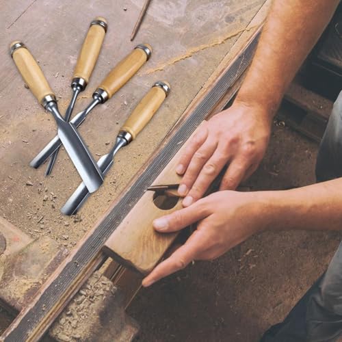 Outils à main portables pour bois tendre : kit de 4 ciseaux et gouges - 3