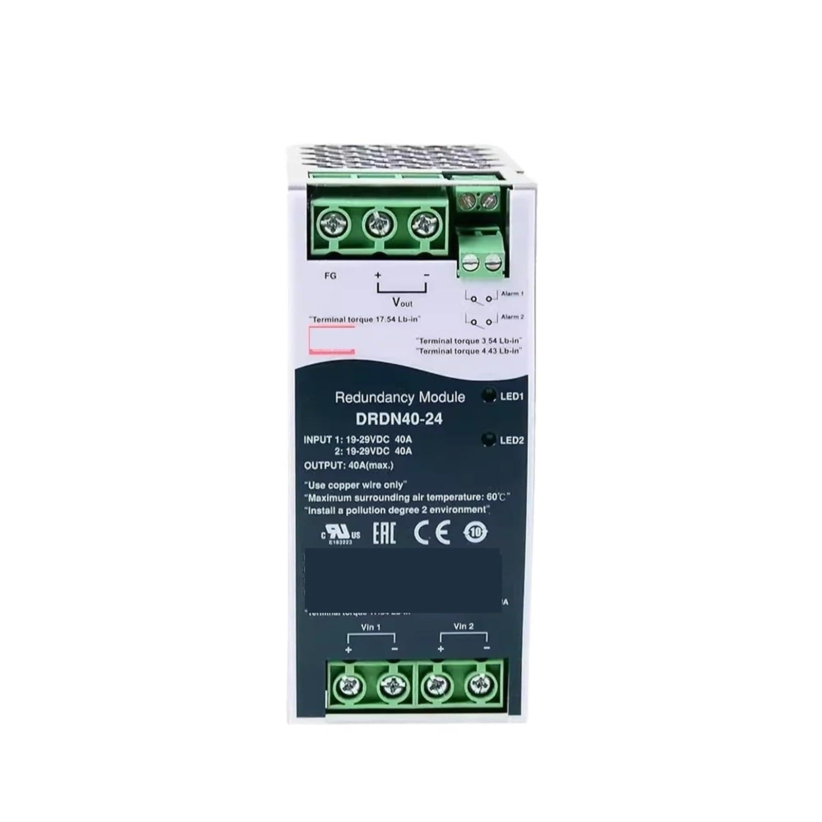 1 Unidad DRDN40 12 V 24 V 48 V CC 40 A Módulo de redundancia de Fuente de alimentación Tipo riel DIN(DRDN40-48 48V)