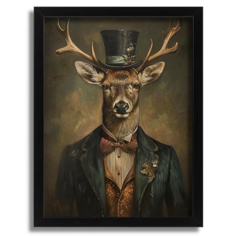 Poster cerf en costume style vintage A0 pour déco murale