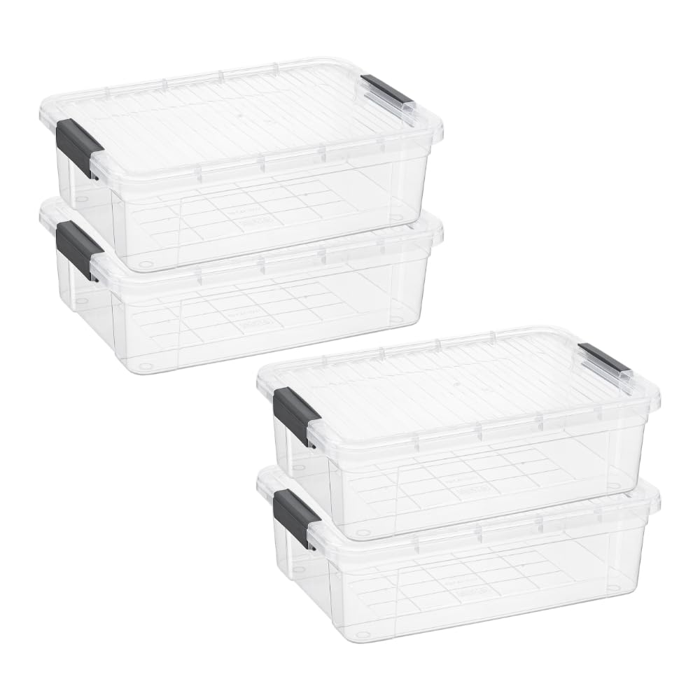 Superio Storage Bins with Lids, Clear Plastic Containers for Organizing, Stackable Totes, BPA Free, Odor Free, Organizer Boxes for Home, and Dorm (4 Pack, 22.75 Qt)